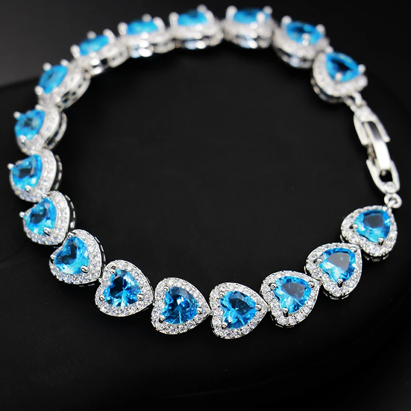 

heart cubic zircon earring ring necklace bracelet women bridal dubai bridal jewelry sets for wedding party gift, Pink