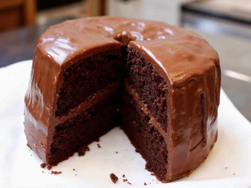 Homemade chocolate cake with glossy ganache topping