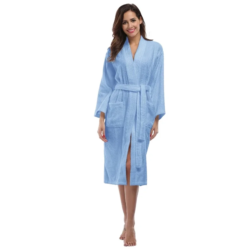 

Custom Cotton Nightgowns Terrycloth Bathrobe 100% Cotton Turkish Bathrobe Pajamas Women Spa Hotel bathrobe for Summer, Customized