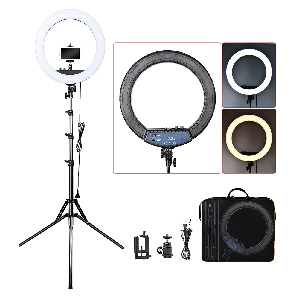 

FOSOTO RL-18II Bi-color Photographic Lighting 512 Led Ring Light with Tripod stand For Camera Photo Studio Phone Makeup
