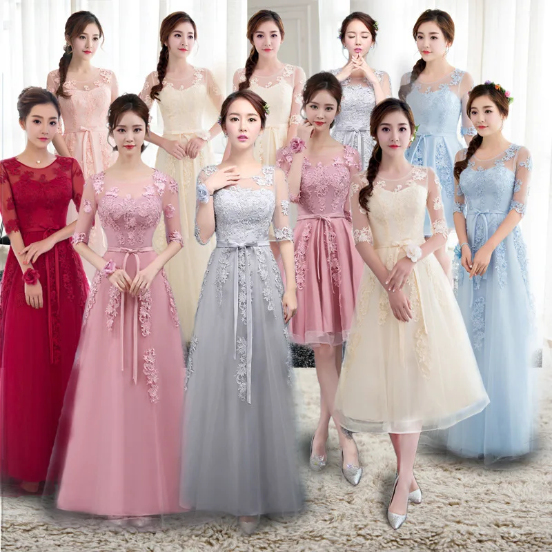 

New Women Fashion Lace Evening Party Dresses Slim Elegant Beautiful Bridesmaid Dress