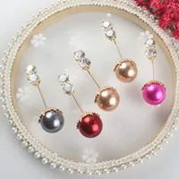 

High Quality Korea Pearl Jewelry Rhinestone Brooches Women Pins Double Head Imitation Big Pearl Brooches