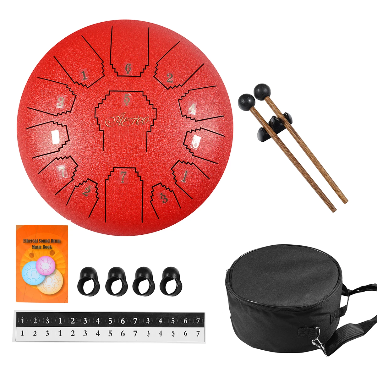 

12 Inch Mini Drum 11 Tone Steel Tongue Percussion Drum Handpan Instrument With A Carry Bag Musical Instruments, Purple