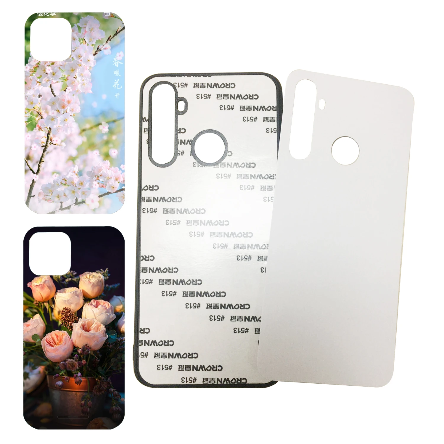 

Sublimation blank phone case 2d TPU+PC+ Aluminum for realme 5, White