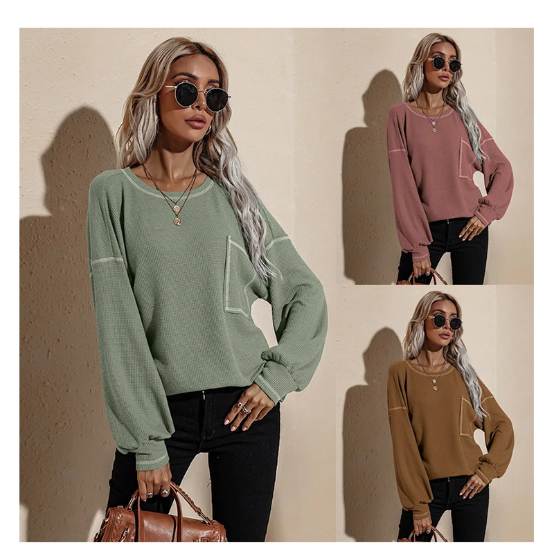 

Trending Autumn Pullover Custom Crewneck Sweatshirt Knitted Femme Girls Plain Off Sholuder Women Sweatshirt