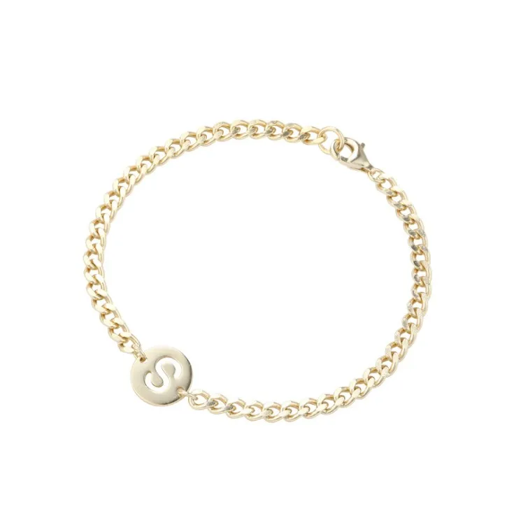 

New Custom Personalized Letter S Bracelet Gold Plated 925 Sterling Silver Link Chain Bracelet Jewelry For Women Men, Gold/customized