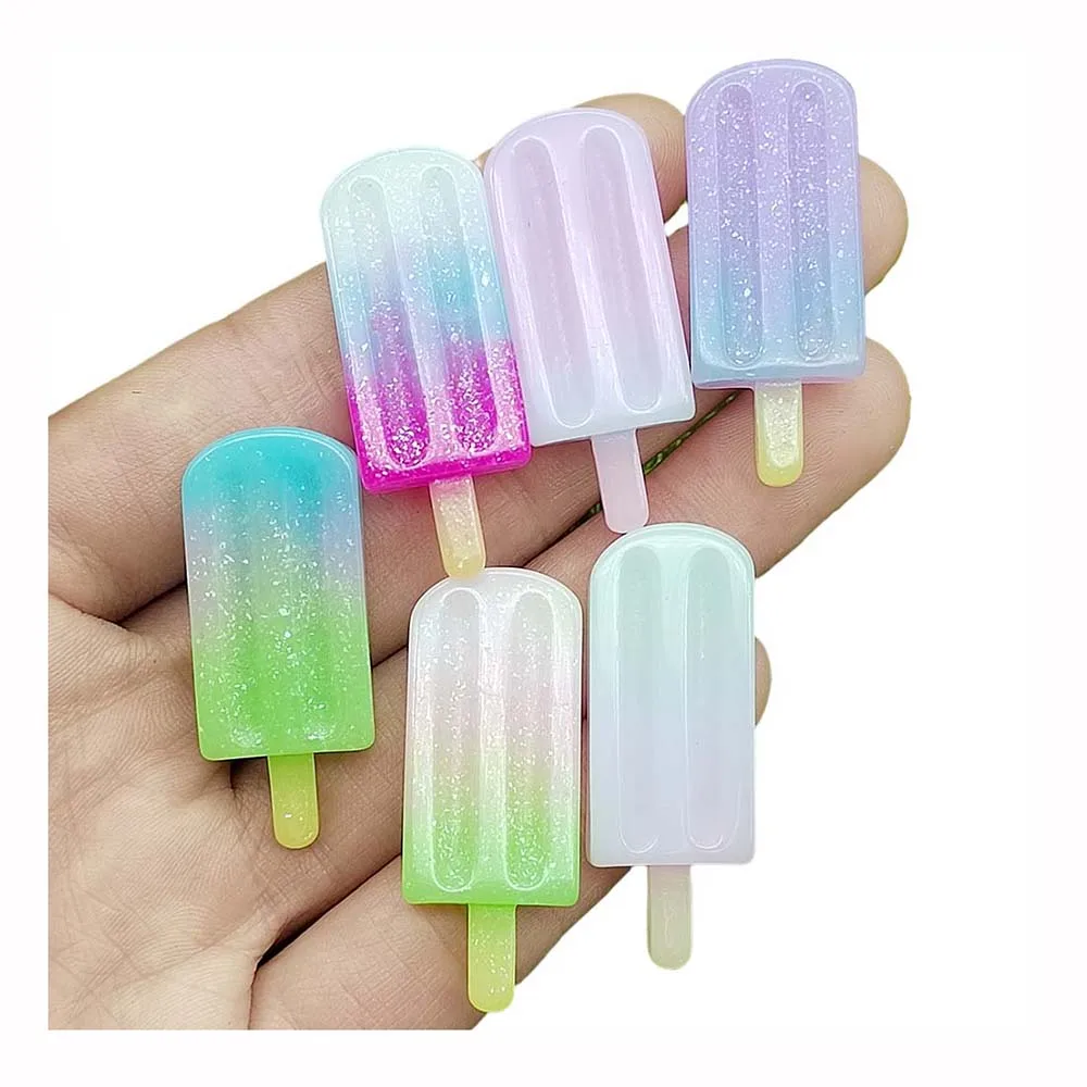 Kawaii Colorful Ice-Cream Popsicle Resin Flatback Miniature Cabochons for Phone Deco Scrapbooking