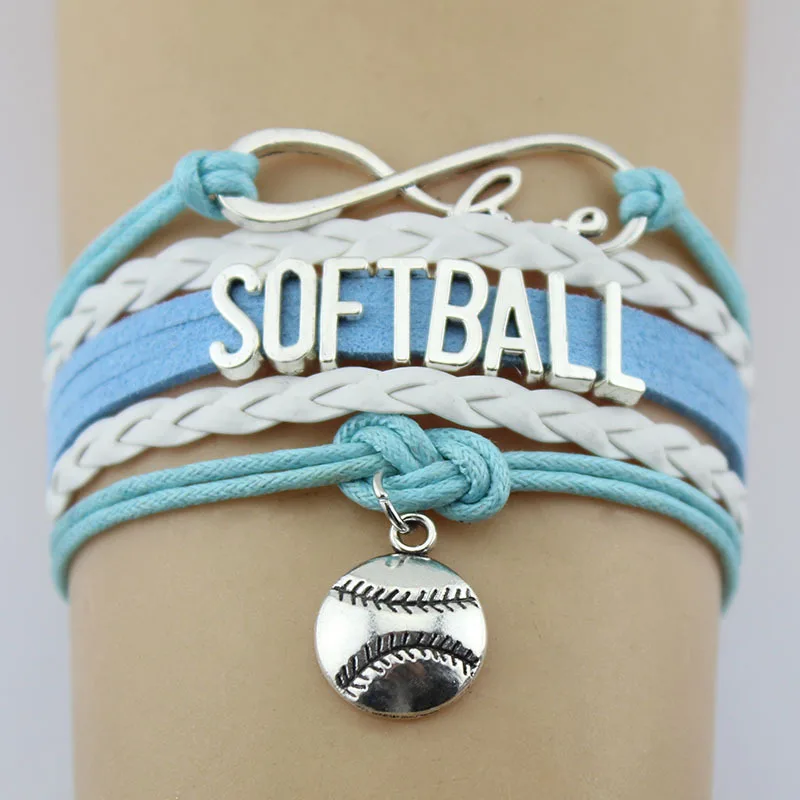 

2021 Sailing Jewelry Elastic Braided Softball Bracelet Hand-woven Softball Charm Bracelet