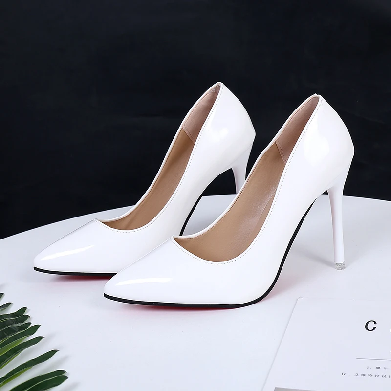 

Factory wholesale black white comfortable work sexy 10cm women high heel shoes, Black white beige