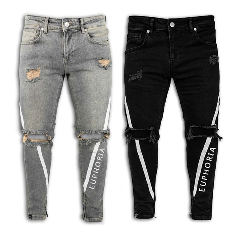 

Jet Black Men Two Piece Set Damage Jeans Men Jeans Pant Gents Man Jeans, Picture color