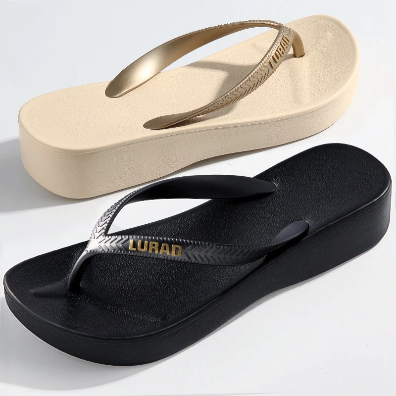 

High Quality Summer New Fashion Rubber Wedge Sandals Casual Slippers Beach Flip Flops