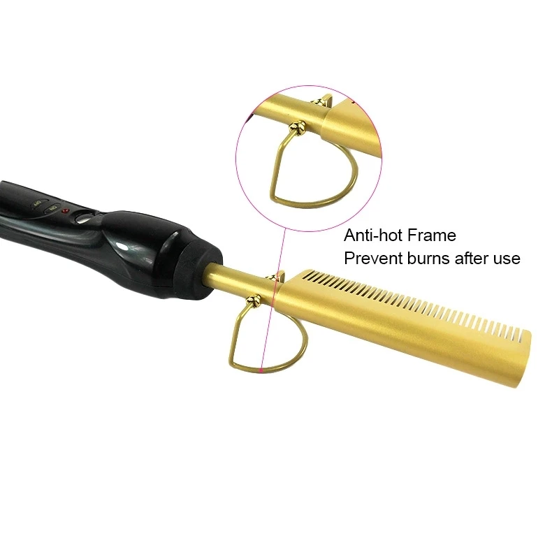 

450F High Heat Ceramic Press Comb With Dual Voltage And Auto Shut-Off, Gold