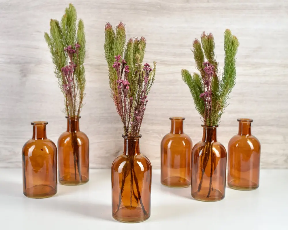Glassware Amber Glass Vintage Decorative Bottle Bud Flower Vase Home Decor Table Decor Bud Vase Vanity Decor Movie Prop Decor