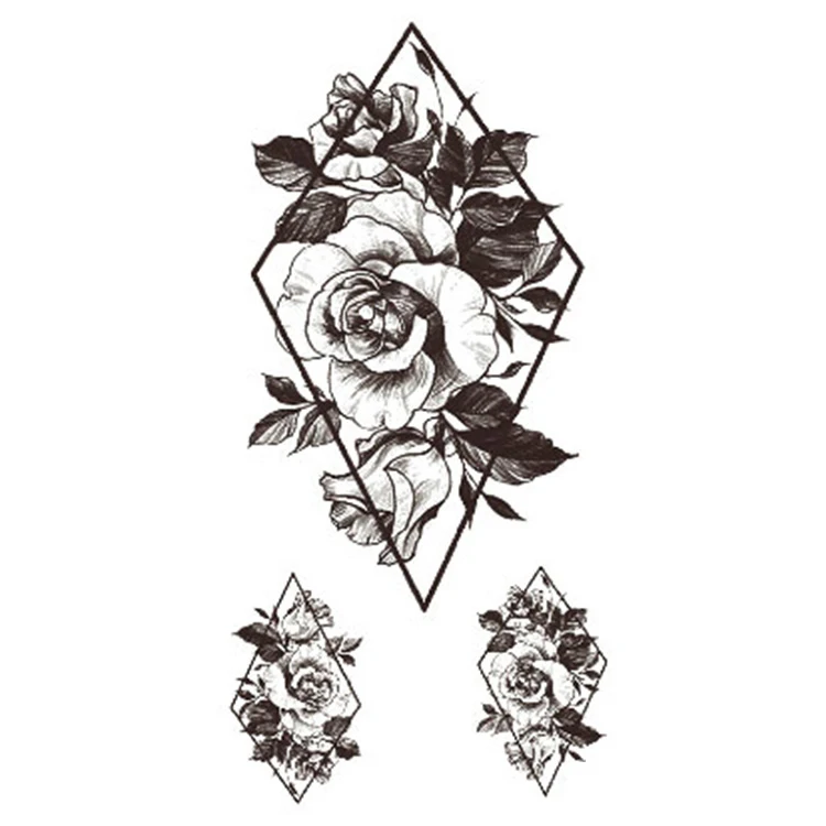 

Wholesale factory price XQB series half-arm sexy female geometric rose waterproof temporary tattoo stickers, Cmyk