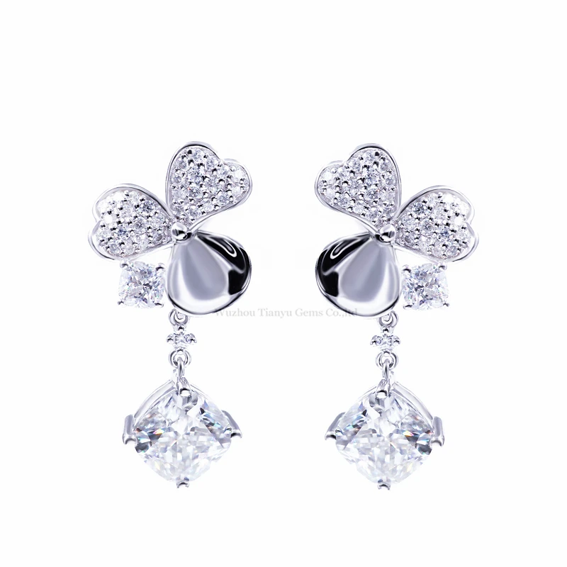 

Yadis 2023 fine flower 925 sterling sliver gold plated jewelry women moissanite drop earrings