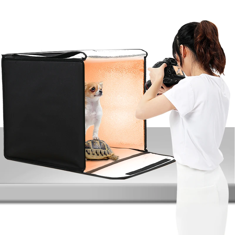 

Turntable-BKL Two-color light box dimmer studio kit foldable big shooting tent photography light box with led light, background, Balck