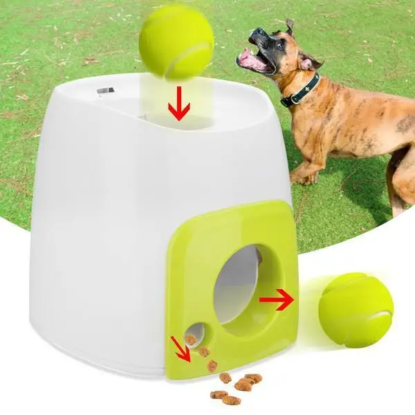 

L01 Interactive pet toy automatic throw ball food feeder dispenser dogs training tennis ball thrower launcher for dog