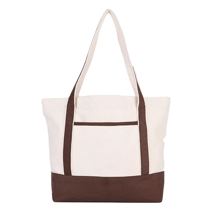 
Blank Heavy Duty Casual Cotton tote Bag Canvas Zipper shopping Carry bag with Big Capacity 