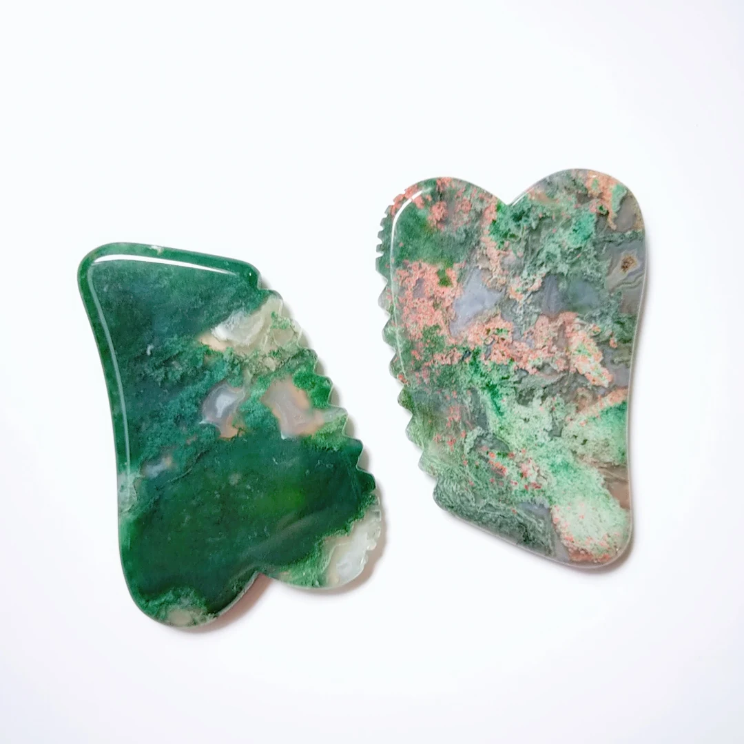 

Natural Moss Agate Stone Guasha Facial,Face,Neck,Body Gua Sha Board Massager
