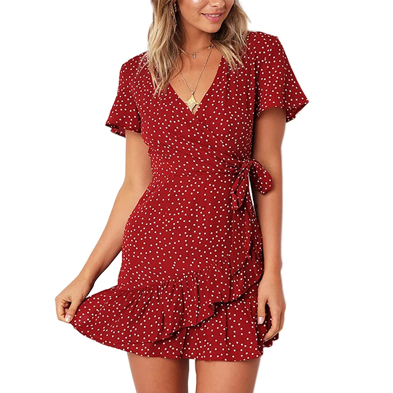 custom Spring Summer fall 2021 women clothes Wamen Short Sleeve red Print Dress V Neck Ruffle hem elegant Casual party Dresses, Customized color
custom Spring Summer fall 2021 women clothes Wamen Short Sleeve red Print Dress V Neck Ruffle hem elegant Casual party Dresses, Customized color