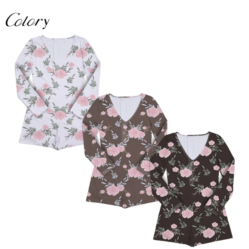 

Colory Sets Satin Logo Pajamas Women Pajama Floral Flower, Picture shows