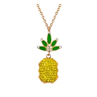 

46423 Xuping new design rose gold stainless steel zircon pineapple pendant necklace for women