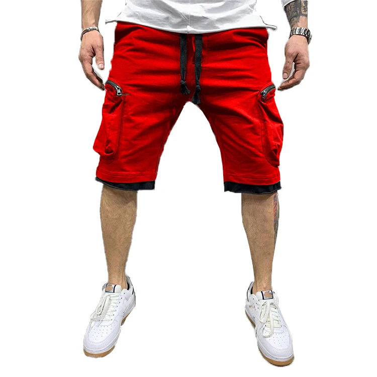 

BaiSheng Wholesale Mens Two Color Tone Multi Pockets Cargo Half Pants Men's Shorts