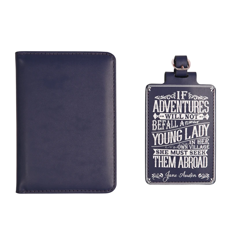 

Fashion design passport holder and luggage tag custom PU leather travel passport holder luggage tag gift set