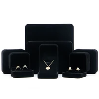 

Customer Logo Black Round Corner Gift Velvet Jewellery Packing Jewelry Box Set Necklace Case