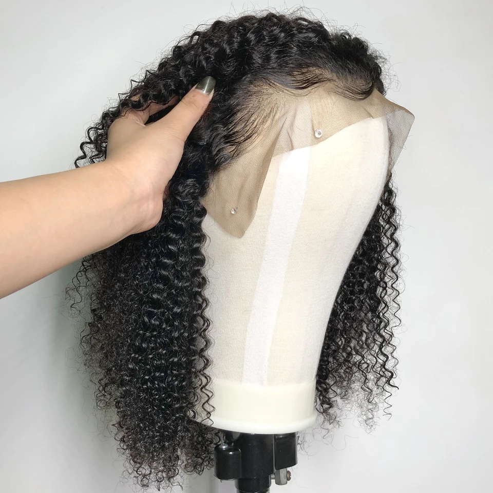 

150% Density Brazilian Remy Hair Human Hair Wigs 10-16 INCH Kinky Curly Wig Front Lace For Women Natural Hairline