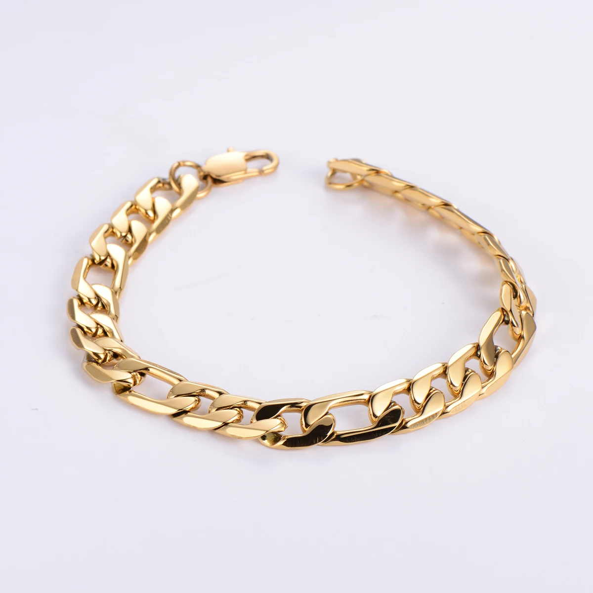 

Hot Sale Amazon Christmas Gifts Men Stainless Steel Figaro Chain Gold Plated Bracelet 18k Jewelry, 18k gold, silver