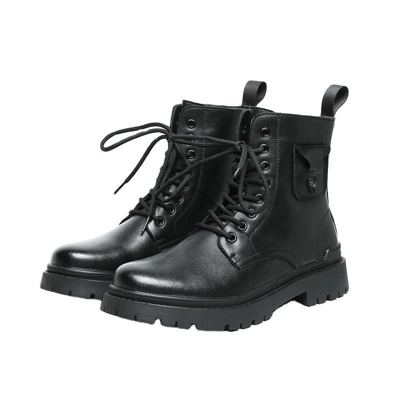 

Basic Black men motorcycle boot Retro Versatile Men's Boots