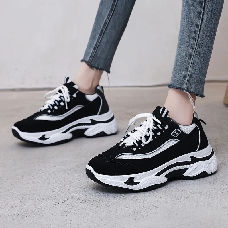 

FREE SHIPPING ins tide students Harajuku style all-match sports shoes college style old shoes platform women shoes