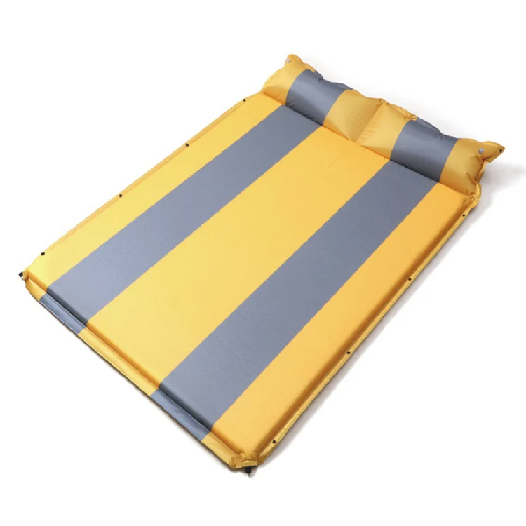 

Outdoor Backpacking Lightweight Pad Double Self Inflatable Air Mat Travel Air Sleeping Pad With Pillow, Blue, yellow, green, black