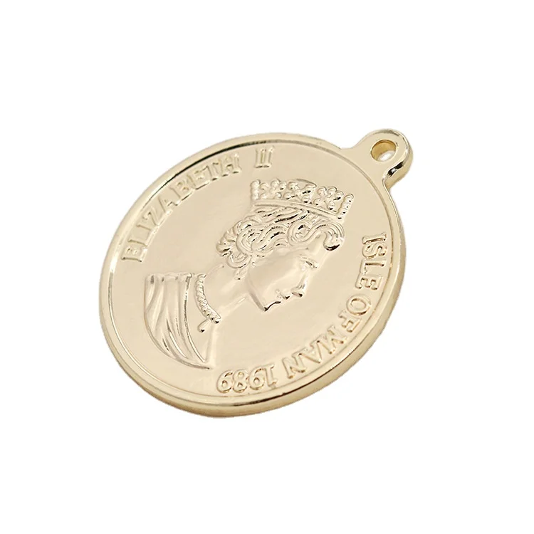 

Factory Wholesale Chic Vintage Elizabeth 14K Gold Commemorative Coin Charm Pendant for Necklace Making