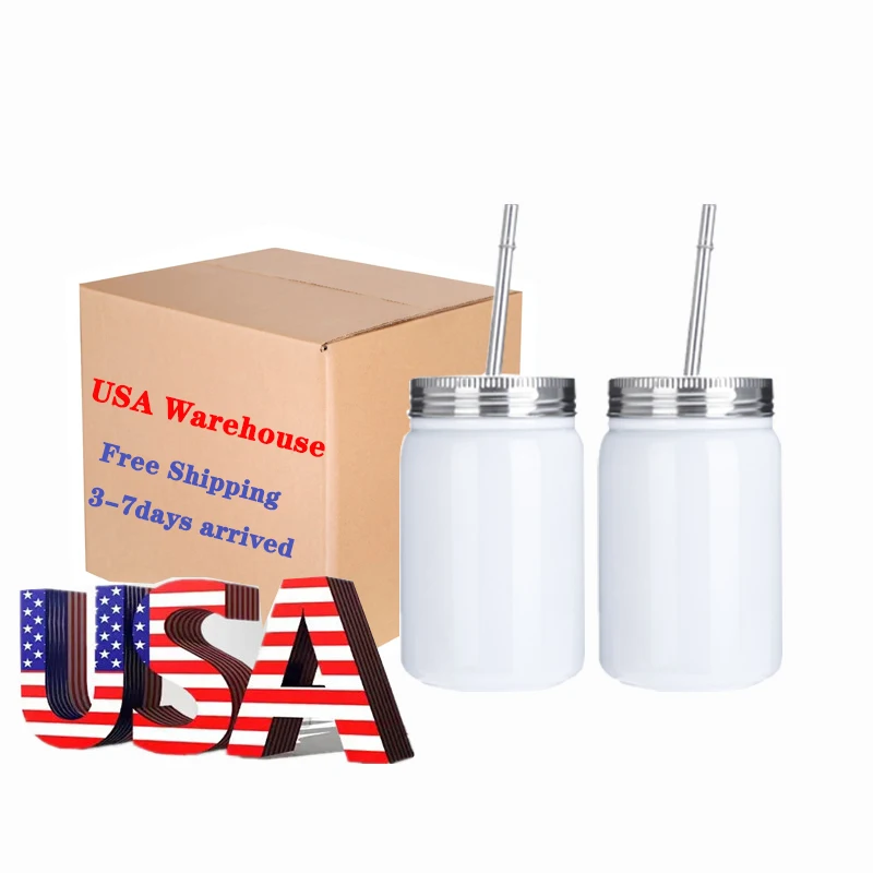 

Mazoho USA Warehouse Free Shipping Stocked Mason Tumbler 17 oz Stainless Steel Sublimation Mason Jar Tumbler, White