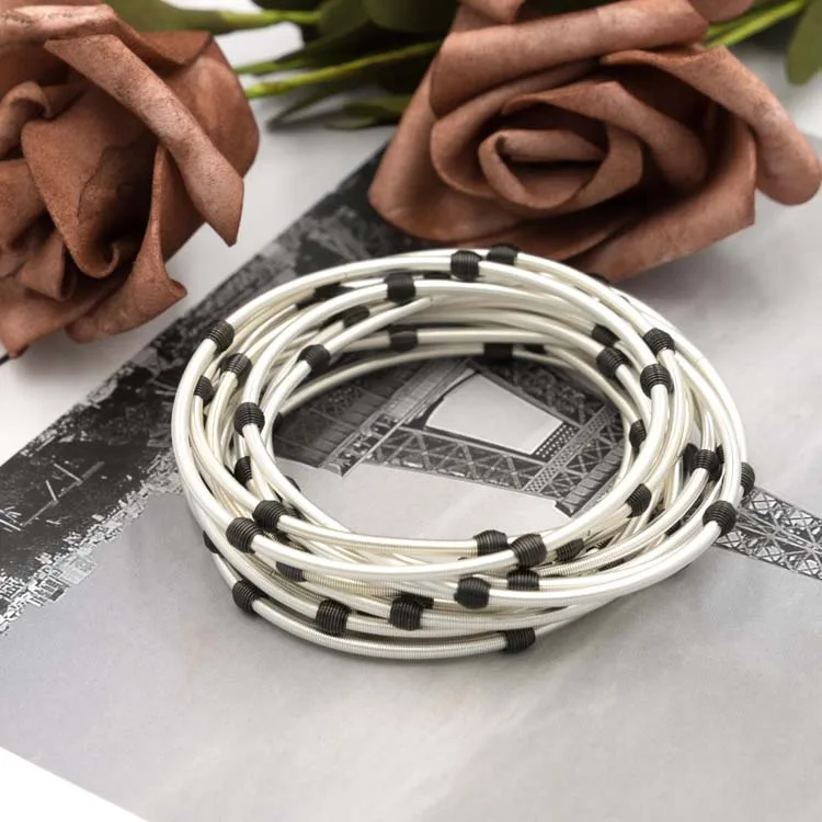 

AmorYubo stainless steel stackable beaded jewelry bracelets beaded bracelet silver