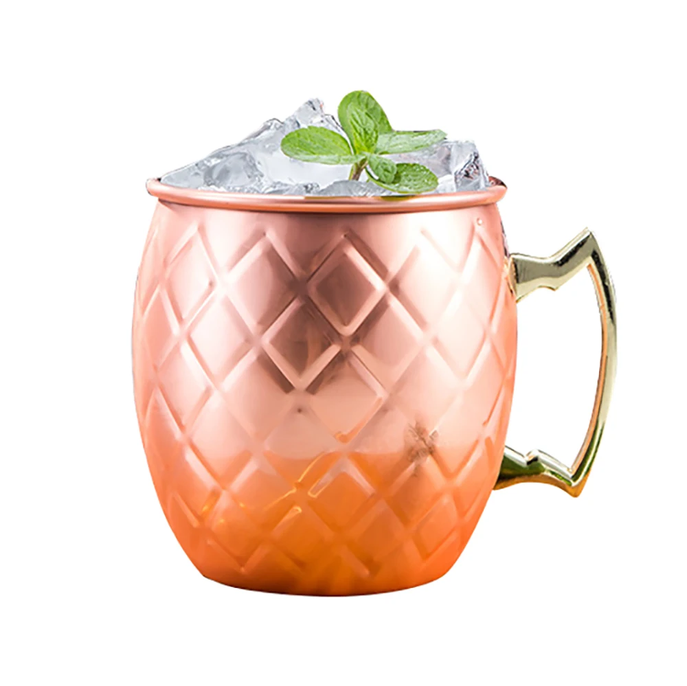 

Hot Sale 2021 Home Bar Drinkware Copper Plated Cocktail Cups 304 Stainless Steel Mug 16oz Copper Beer Moscow Mule Cup