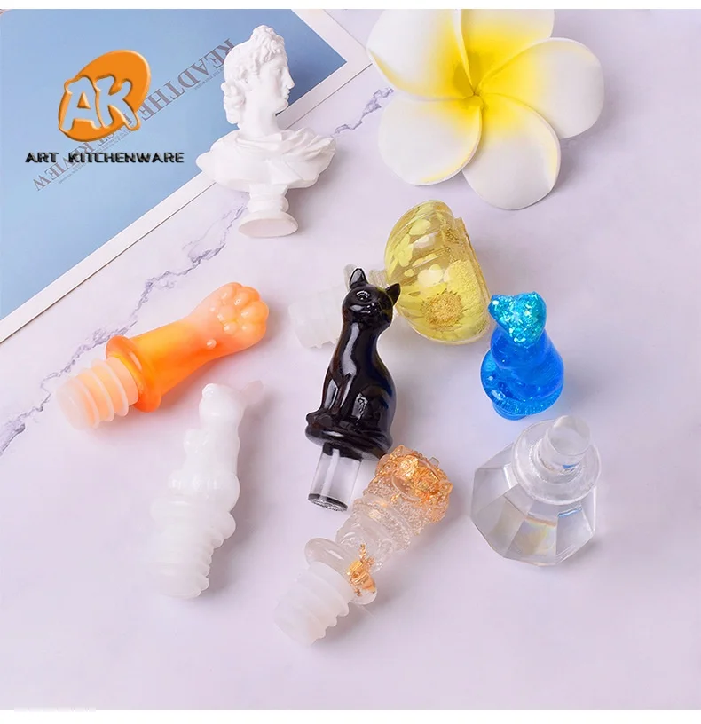 

AK Red Wine Bottle Stopper Crystal Epoxy Resin Mold Cat Claw Rabbit Cork Silicone Mould Moldes de Silicona para Resina Epoxi