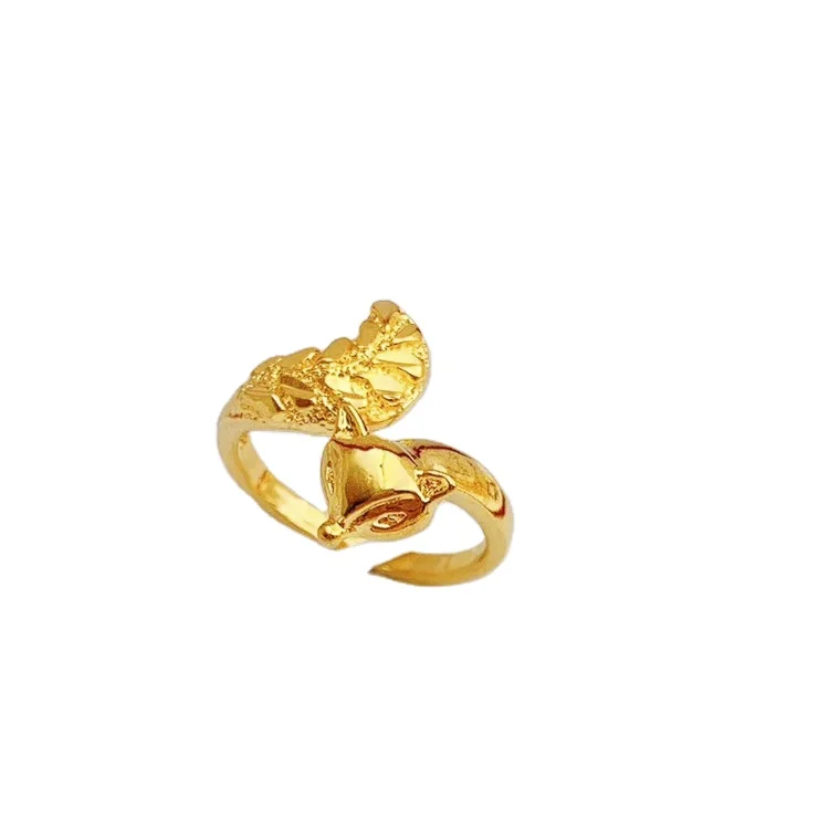 

Cross Border Hot Style Accessories Gold Plated Brass Jewelry Women's Jewelry Vietnam Sand Gold Live Mouth Fox Ring