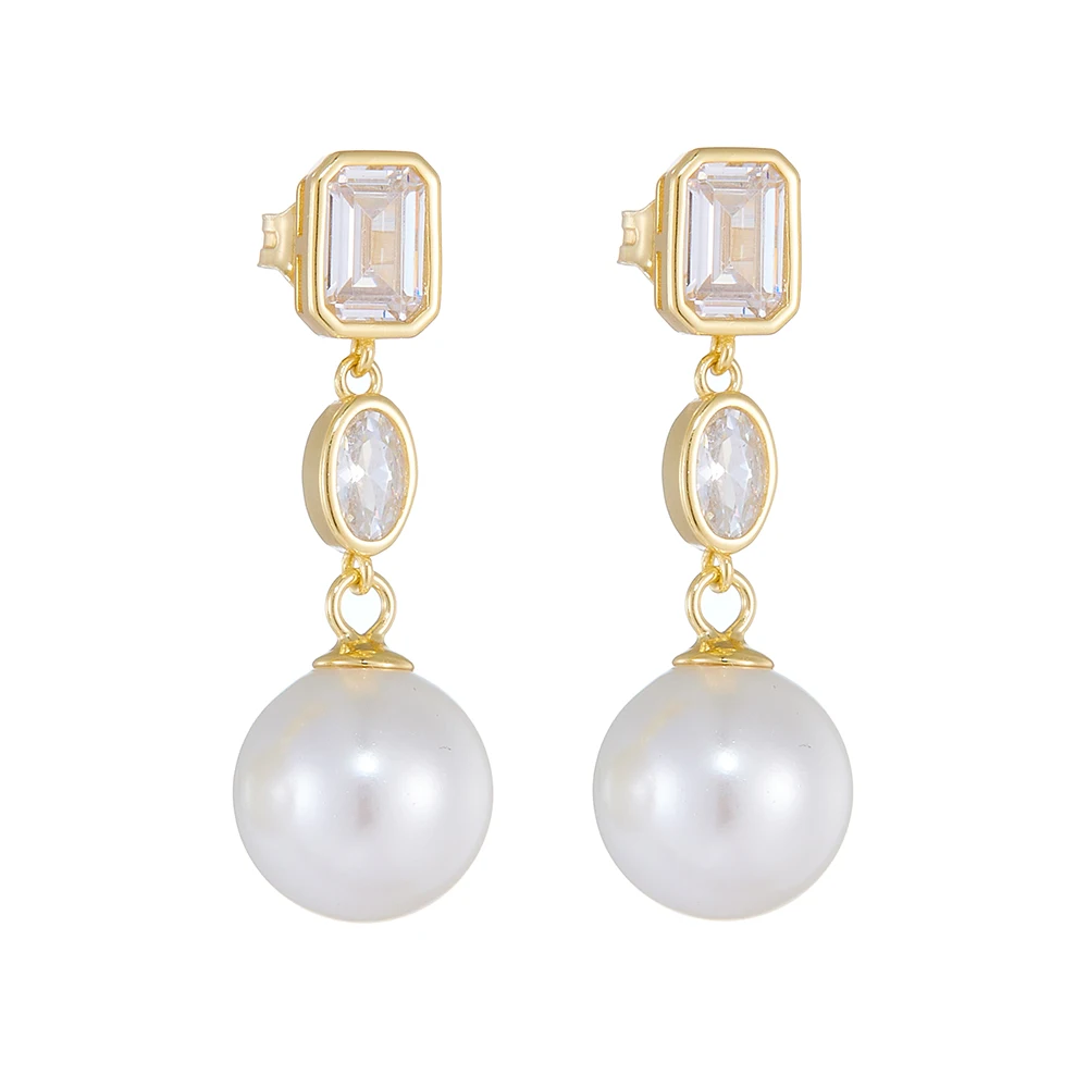 Vintage Style Pearl Dangle Earrings Delicate Sterling Silver Jewelry for Women