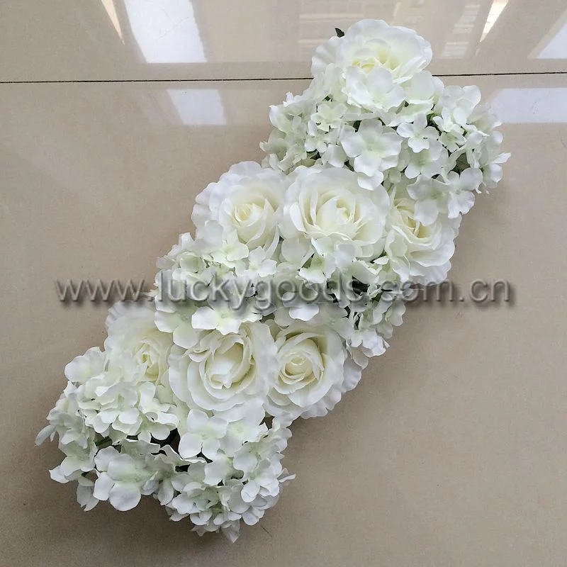 

LFB132 Ivory rose and silk hydrangea artificial flower panel for decoration wedding arch, Cream white