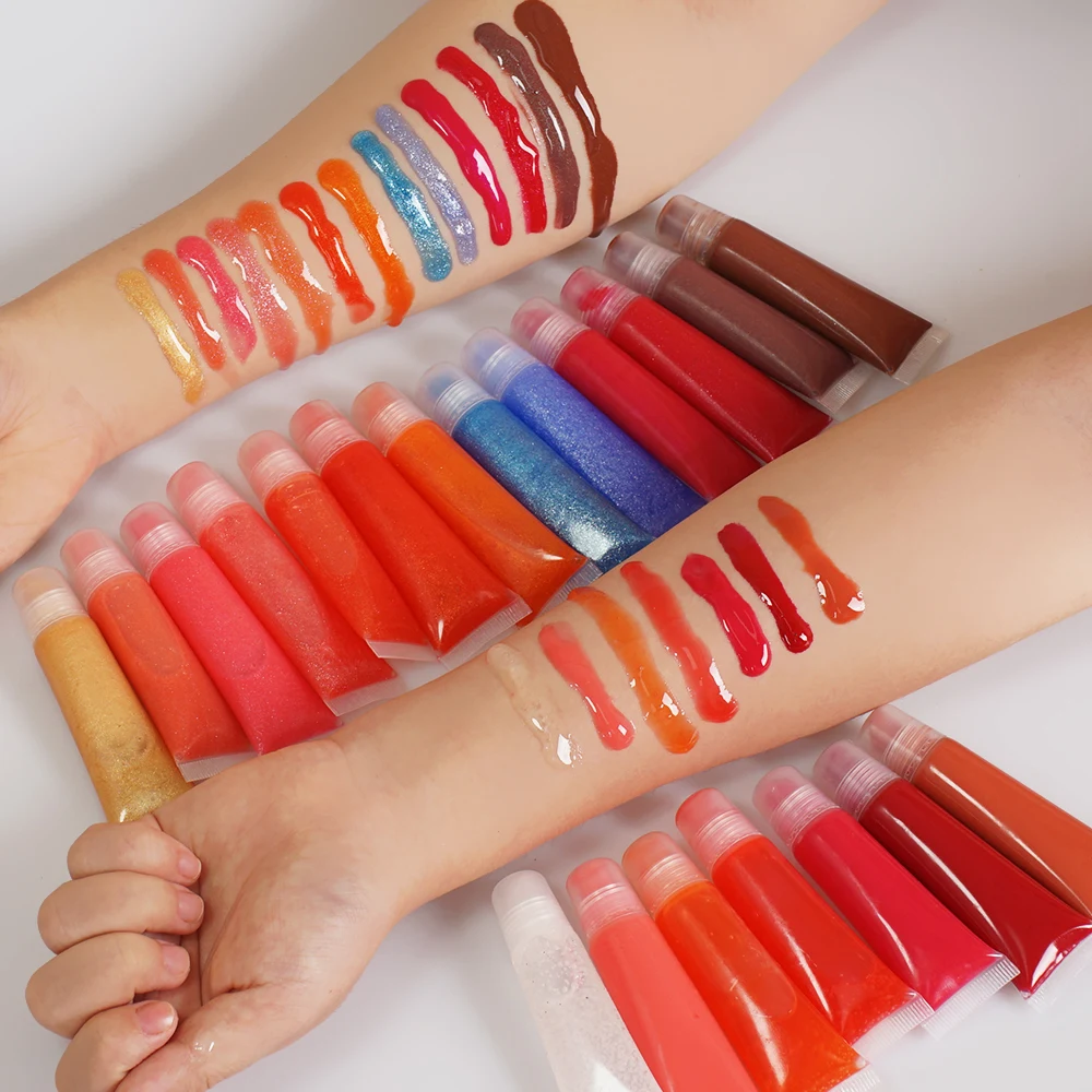 Wholesale Custom Private Label Lipgloss Vendor Vegan Clear Glossy Plumping Shimmer Squeeze Tube 