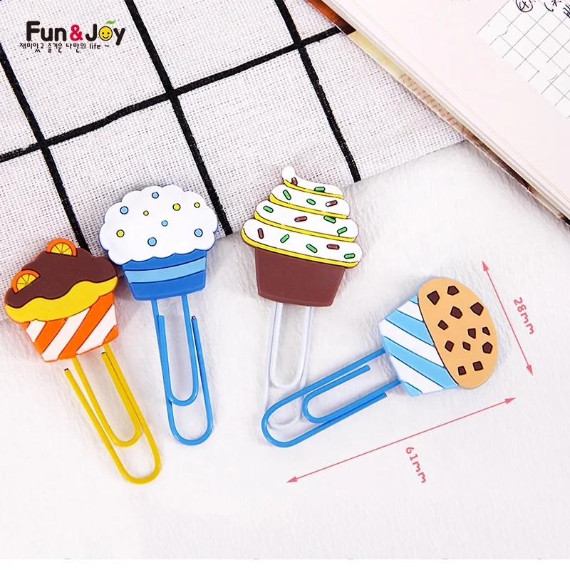 
Fun&Joy paper bookmarks ice cream Soft PVC Rubber Cartoon Character paper clip For Children Gifts 