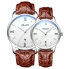 Custom Genuine Leather Strap Women Quartz Wrist Watch With Date Windows Unisex Bracelet Watches Couple Watch