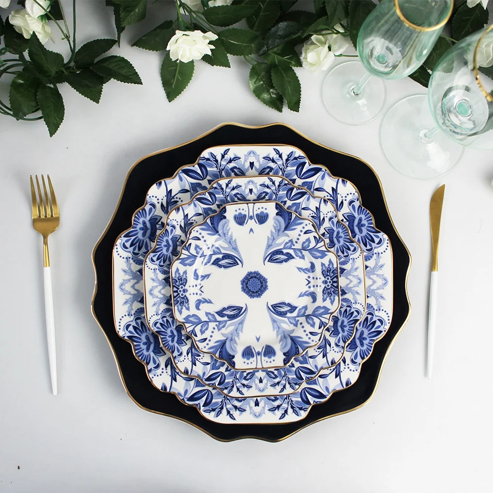 

Bone china dishes ceramic charger plate sets blue and white dinnerware sets porcelain dinner plate set