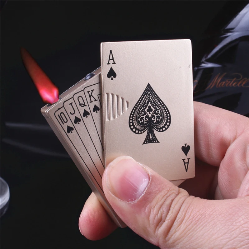 

Creative Butane Gas Lighters Poker Card Shape Lighter With Currency Test Light Without Fuel Gift for Men