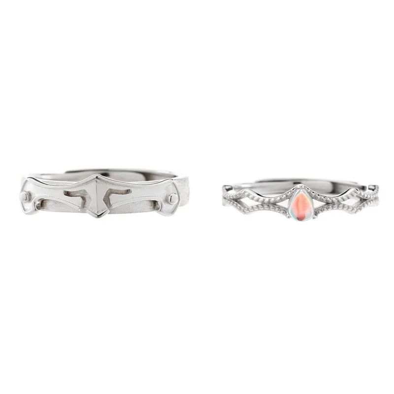 

Fashion Princess And Knight Rings For Couple 925 Sterling Silver Adjustable Ring For Lovers' Romantic Wedding Jewelry Gift, Silver color