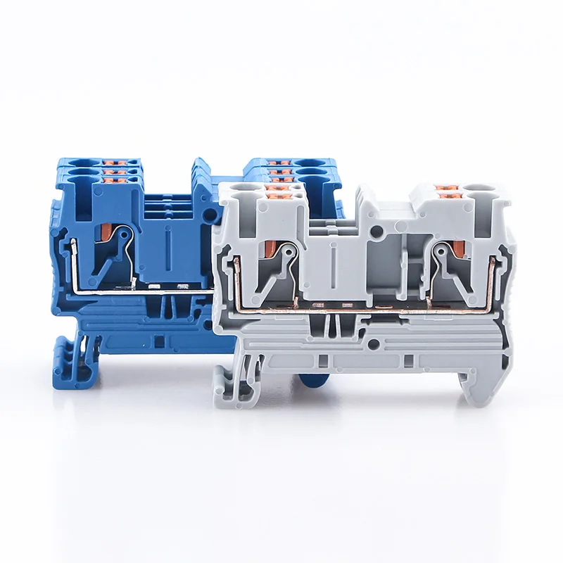 

PT 2.5 Spring Connection 24-12 AWG Feed Through Push In Quick Wire Electrical Screwless Connector Din Rail Terminal Blocks