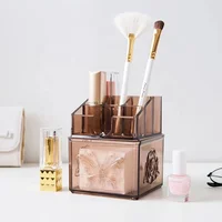 

Stackable transparent carved lipstick storage box compartment plastic cosmetic box desktop cotton swab box